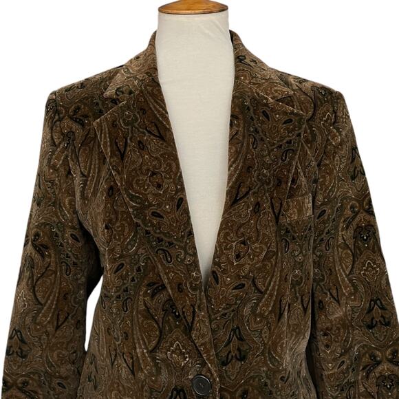 Vintage Y2K 90s Harve Benard Cotton Floral Damask Whimsigoth Blazer Size 10 - Picture 2 of 6